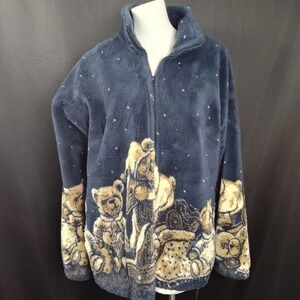 Cobblestone Canyon LG teddy bear jacket fleece vintage rocking horse lodge USA